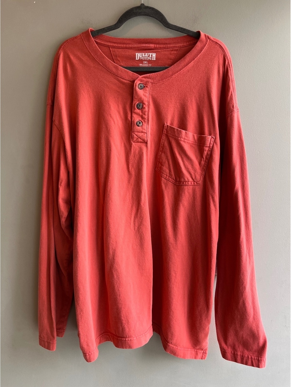 Duluth Longtail Henley Coral 100% Cotton 2XL